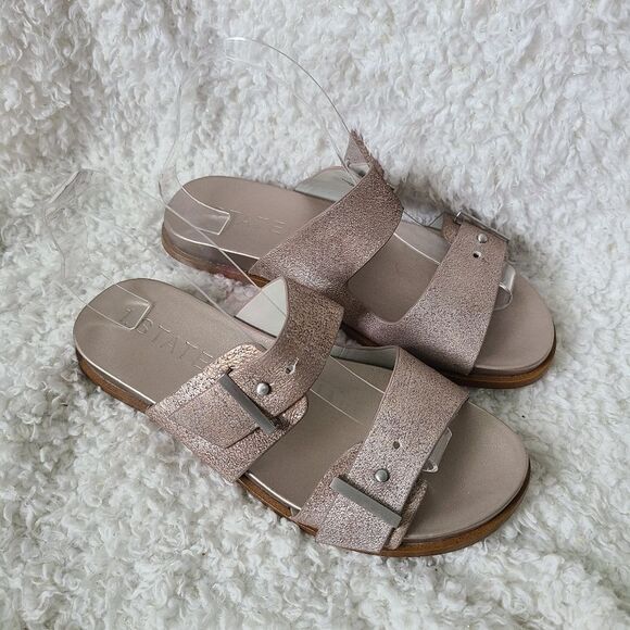 1. State Ocel Rose Gold Metalic Leather Sandals sz 7 - Picture 2 of 6